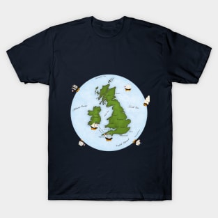 Great Britain Map With Sailing Ships T-Shirt